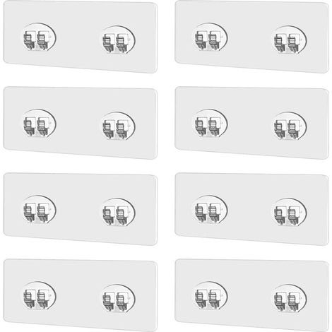 Lot de 8 crochets autocollants d'angle pour étagère de douche - Transparents - Pour étagère de salle de bain - Pour support de brosse à dents - Remplacement pour étagère d'angle de cuisine (1/5)