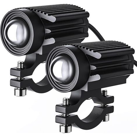 Online Store - 2 phares LED pour moto, 12 000 lm, tricolores, mini phares, feux antibrouillard, 60 W, 6 000 K (1/5)