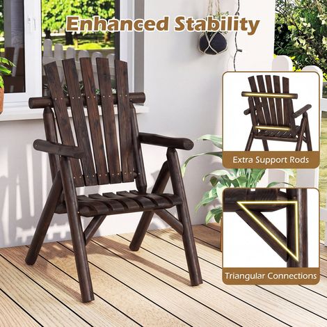 Banc de jardin marron en bois massif avec dossier incliné et accoudoirs, assise à lattes pour jardin, terrasse et véranda (1/5)