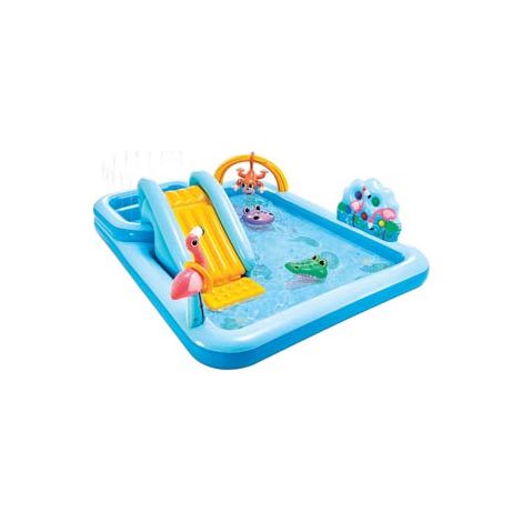 PISCINA GONFIABILE JUNGLE ADVENTURE PLAY CENTER +2 ANNI  cm.244x198x71h.  peso kg.7,10 (57161)    INTEX