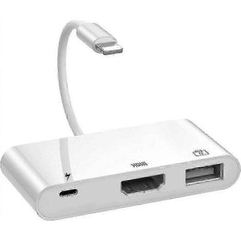 Accessoires pour récepteurs vidéo : Adaptateur Lightning vers HDMI 3 en 1, câble adaptateur pour téléphone portable vers HDMI avec interface USB OTG. (1/4)