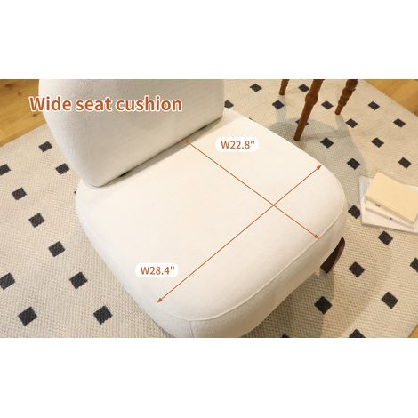 Fauteuil d'appoint élégant en bois massif, assise rembourrée en tissu doux, sans accoudoirs, confortable pour salon, chambre, lecture, appartement, salle d'attente, balcon. (1/5)