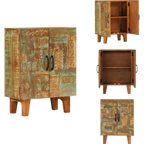 Buffet sculpté à la main 55x30x75 cm bois massif récupération - Buffet Vintage - Meuble Retro - Commode Bois - Table Basse Industrielle - Mobilier Rustique (1/5)