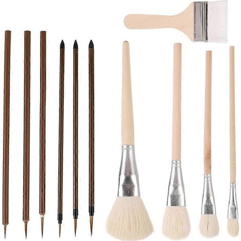 Ensemble de pinceaux pour artistes, 11 pinceaux en bois et en céramique pour peinture acrylique, idéal pour les étudiants et les amateurs de peinture. (1/5)