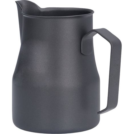 Mousseur à lait avec bec verseur olécrânien, motif tête de mort, acier inoxydable, 550 ml, noir (1/5)