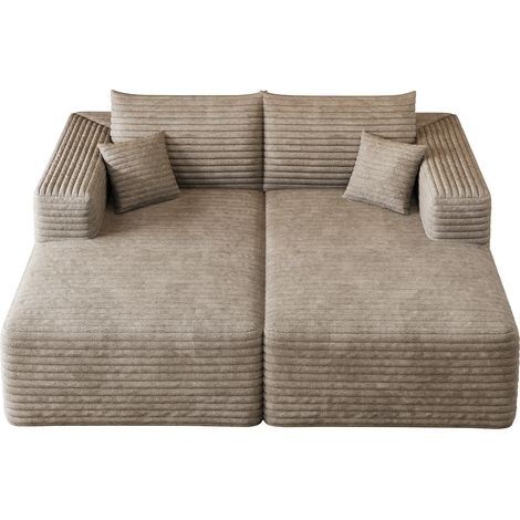 FurnitureR 180 cm breites Sofa mit 106 cm Tiefsitz, Schaumstoff, Stufenarmlehnen und weichem Cordbezug in Camel (1/5)