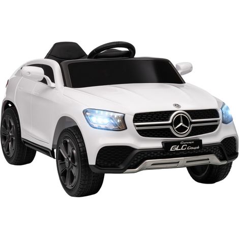 Auto elettrica per bambini 12V con telecomando, luci LED, musica e 3 velocità, bianca (1/3)