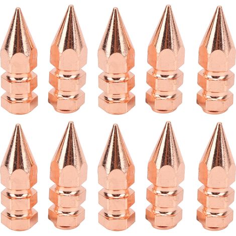Clous décoratifs punk style double couche hexagonaux en laiton, couleur or rose, 9x30mm – lot de pointes et rivets pour chaussures, DIY artisanat (1/5)