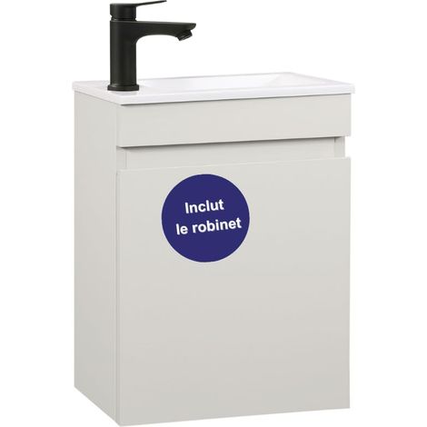 Meuble Lave-Mains 40cm Lavabo déjà monté Cachemire Robinet Noir (1/5)