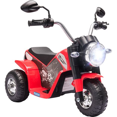 Moto eléctrica infantil chopper todoterreno 72 x 57 x 56 cm seguridad 3 ruedas autonomía 45 min diseño tendencia en PP rojo 210000497 (1/5)