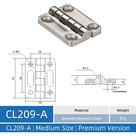 (CL209-A-BS) Charnière CL209 en acier inoxydable, charnière pour armoire industrielle, charnière pour armoire électrique en alliage de zinc (1/5)