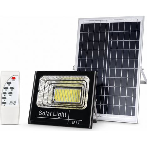 Projecteur Solaire LED Extérieur 200 W, 281 LED, IP67, Télécommande, Capteur de Lumière et Minuterie (1/5)