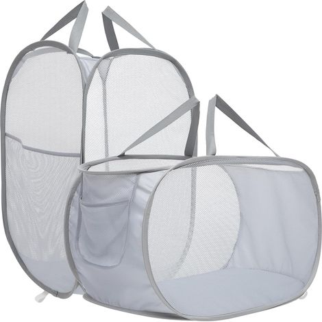 à linge pliables grand panier à linge en maille avec (1/5)