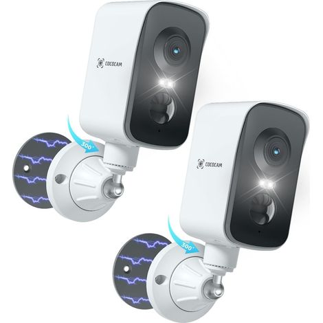 COCOCAM 2 Caméras 4G Surveillance Portable Magnétique 2K sans WiFi, Batterie 10000mAh, Rotation 300°, Détection Humaine IA PIR, Camping RV Voyage (1/5)
