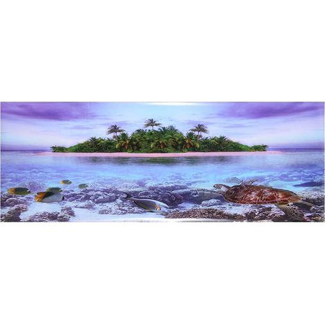 Affiche adhésive de plage en forme de cocotier, effet 3D, pour décoration d'aquarium (L) (1/5)