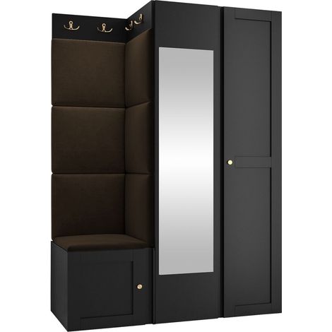 Conjunto para recibidor Hartford 380, Manila 04, 186x116x46cm, Espejo, Aglomerado laminado, Tapiz, MDF, Montada en la pared, Colocada (1/5)