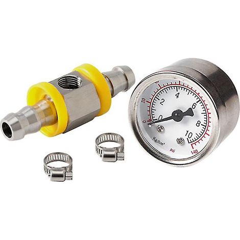 Manomètre de pression de carburant universel 1/8 NPT (140 psi) avec conduite de carburant 3/8 pouce, capteur de pression de carburant T HA (1/4)