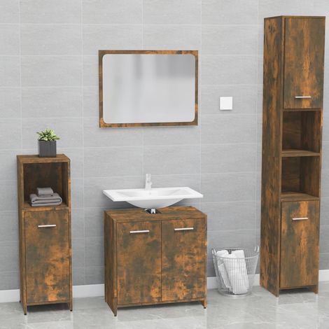 Meubles de salle de bain,Meuble de Rangement,Armoire Toilette Chêne fumé Bois d'ingénierie -84345 (1/5)