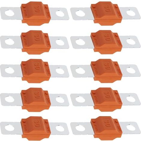 10pcs High Current Midi Fuses 32V 30A Orange Bolted Fuses Set for Cars, Trucks, Buses, Engineering Vehicles and Ships (1/5)