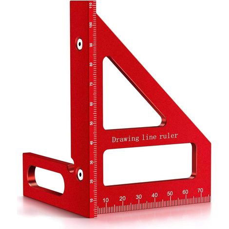 Règle de menuisier multifonctionnelle, mesure d'angles multiples haute précision, règle métrique en millimètres, rouge (1/5)