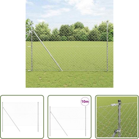 vidaXL Clôture en acier -  Poteau de clôture. Argenté 10 x 1,6 m (maillage 60 x 60 mm) (1/5)