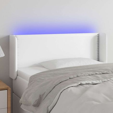 vidaXL Cabecero con LED cuero sintético blanco 103x16x78/88 cm (1/5)