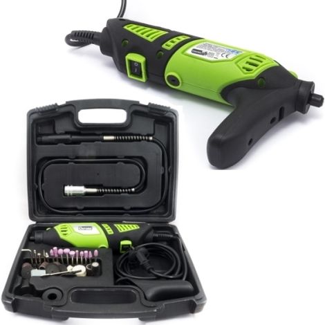 Miniutensile rotativo/Minitrapano 170W tipo Mini Drill con 40 accessori + albero flessibile e impugnatura supplementare in valigetta
