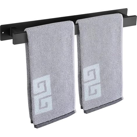 Barre Porte-Serviettes de Salle de Bain, Auto-adhésive ou à vis, Fixation Murale en Acier Inoxydable, Imperméable et antirouille, Convient pour Salle de Bain, Camping-Car, Cuisine (40 cm, Black)
