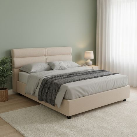 Letto Matrimoniale Brienno, Letto Matrimoniale Sfoderabile, Contenitore Made in Italy, Dimensione Materasso 160x190 cm, Grigio Tortora\ (1/5)