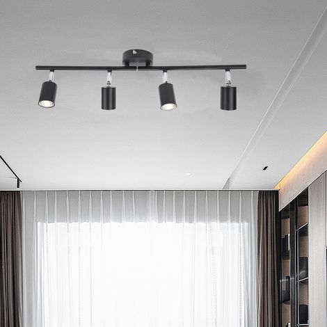 4-flammiges LED-Schienensystem, moderner Deckenstrahler, E27-Fassung für Zuhause, Bauernhof, Küche, drehbar und klappbar. (1/5)