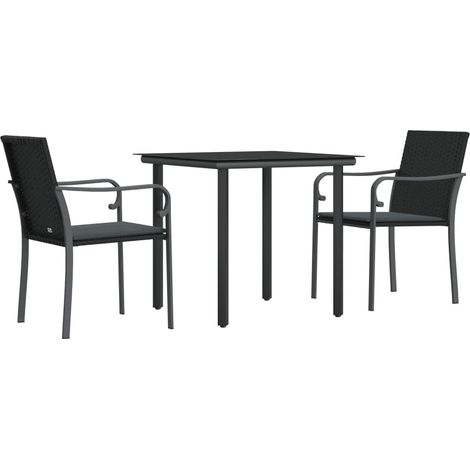 vidaXL Ensemble à manger de jardin 3 pcs coussins résine tressée acier (1/5)