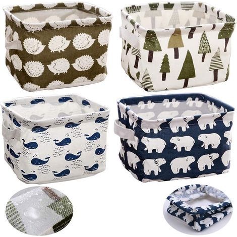 Panier de rangement 4 pièces, organisateur de boîte de rangement en tissu avec 2 poignées des deux côtés (1/5)
