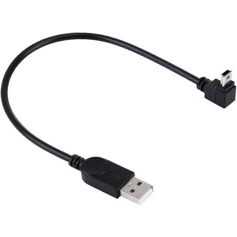 Câble mini USB vers USB coudé à 90° pour données et chargement, longueur : 28 cm (1/4)