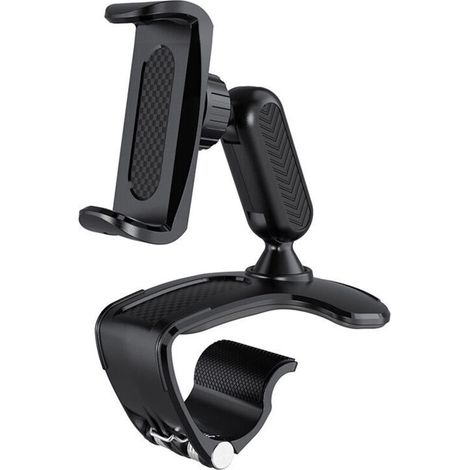 Support de téléphone multifonction pour tableau de bord, support de téléphone pour voiture avec rotation à 360°, clip à ressort réglable pour GPS et smartphones de 6,17 à 8,53 pouces (1/3)