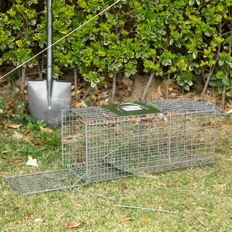Cage piège pliable en acier pour rats - 66x24x30,5 cm - souris et loutres - argent