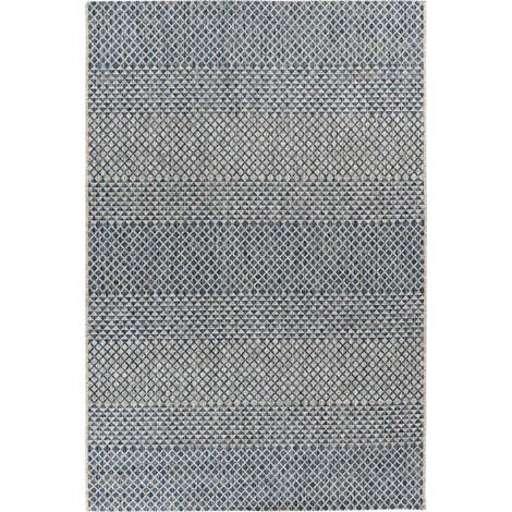 Tapis nautique bleu marine motif losange plat tissé - 150 x 80 cm (1/3)