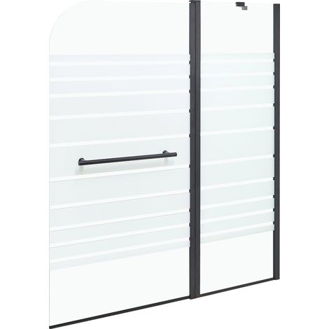 Schermo doccia minimalista con ante in vetro temperato 140 x 120 cm Nero Tuapi