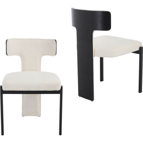 Wahson Chaises de Salle à Manger Lot de 2 en Tissu Chenille, Chaise de Cuisine Moderne avec Dossier - Idéal pour Restaurant/Salon, Blanc