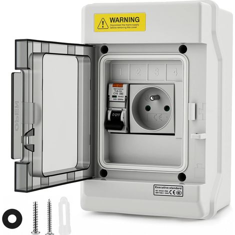 Coffret électrique 16A 230V avec Disjoncteur Différentiel, étanche IP66 (1/5)