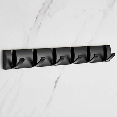 (Noir, 6 Crochets) Porte Manteau Mural avec 6 Crochets, Porte Manteau Salle de Bain Pliant Moderne Noir, Porte Serviettes peu Encombrants pour Suspendre Manteaux, Chapeaux, écharpes (1/5)