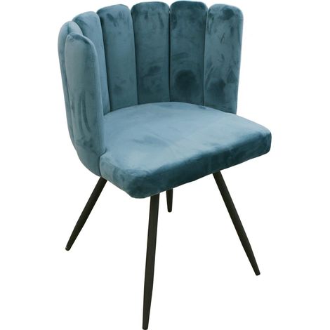 Chaise velours bleu canard 52,5x79,7x50,5 cm
