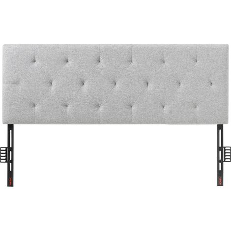 Tête de lit pour lit double, tête de lit sur pied réglable en hauteur, capitonnée confortable en losanges, 1430 x (905-1205) x 70 mm, pour chambre, hôtel, famille d'accueil, dortoir, gris clair (1/5)