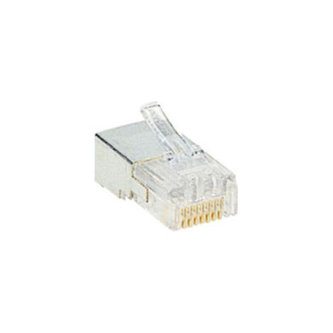 Legrand – Fiche RJ45 catégorie 5 – 9 contacts pour câble rond – Contacts avec revêtement or 1,2 μm – Corps en polycarbonate transparent (1/3)
