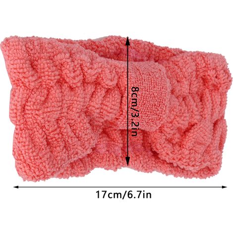 Lot de 6 bandeaux en microfibre souple et élastique avec nœud papillon, pour maquillage, lavage du visage et accessoires de sport, rose rouge. (1/5)