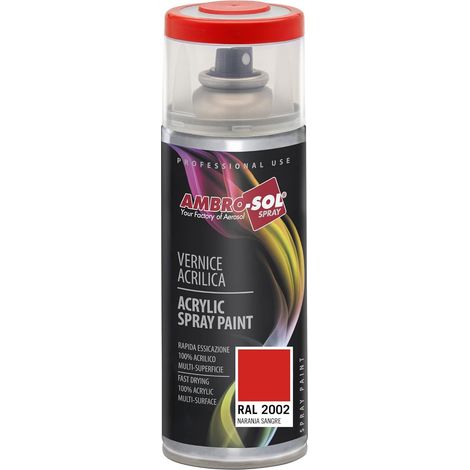 Bomboletta ambro-sol vernice spray 400ml acrilico ral 2002 arancio sangue (1/5)