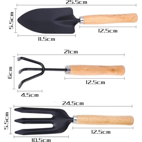 3 PCS Mini Outils de Jardinage, Kit de Jardinage avec Pelle, Bêche et Râteau pour Plantes (1/3)