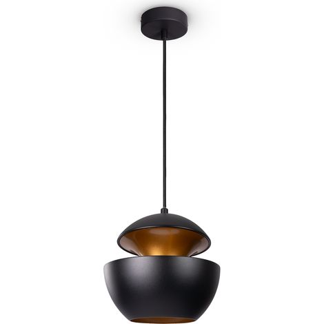 Paco Home Pendelleuchte Esszimmer Hängelampe Küchenlampe Esstischlampe Industriell Modern Pendelleuchte - Schwarz, Gold (Ø20 cm)