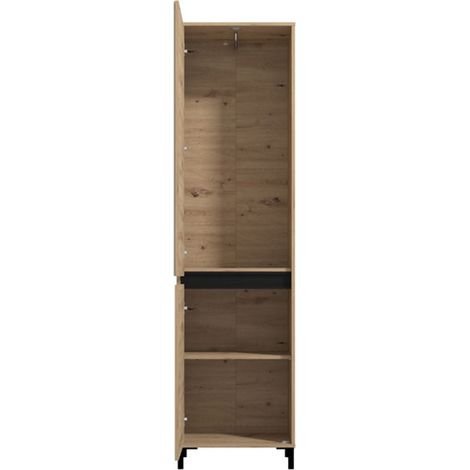 Guardaroba 2 Ante Monta, Armadio Camera da Letto Appendiabiti, 2 Ripiani, 2 Ante, 54.5x205.5h cm Marrone Rovere Nodi