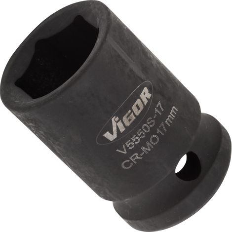 VIGOR Kraft Steckschlüssel Einsatz V5550S-17 Vierkant hohl 12,5 mm (1/2 Zoll) Außen-Sechskant Profil 17 (1/5)