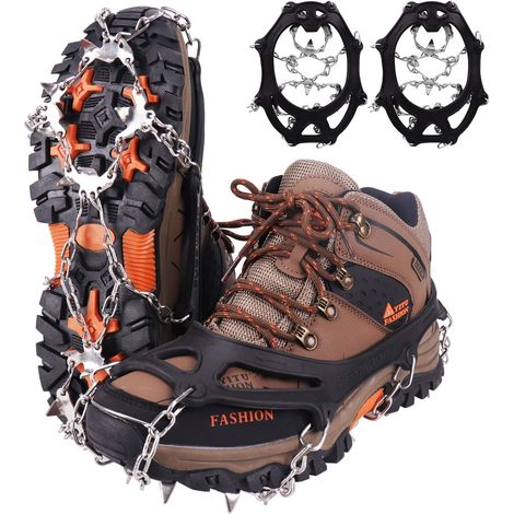 Crampons, pointes à glace, griffes à chaussures avec 19 dents/pointes en acier inoxydable, pour l'escalade / l'alpinisme / le trekking / la haute altitude / l'hiver / les activités de plein air (1/5)